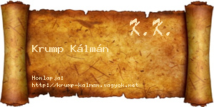 Krump Kálmán névjegykártya